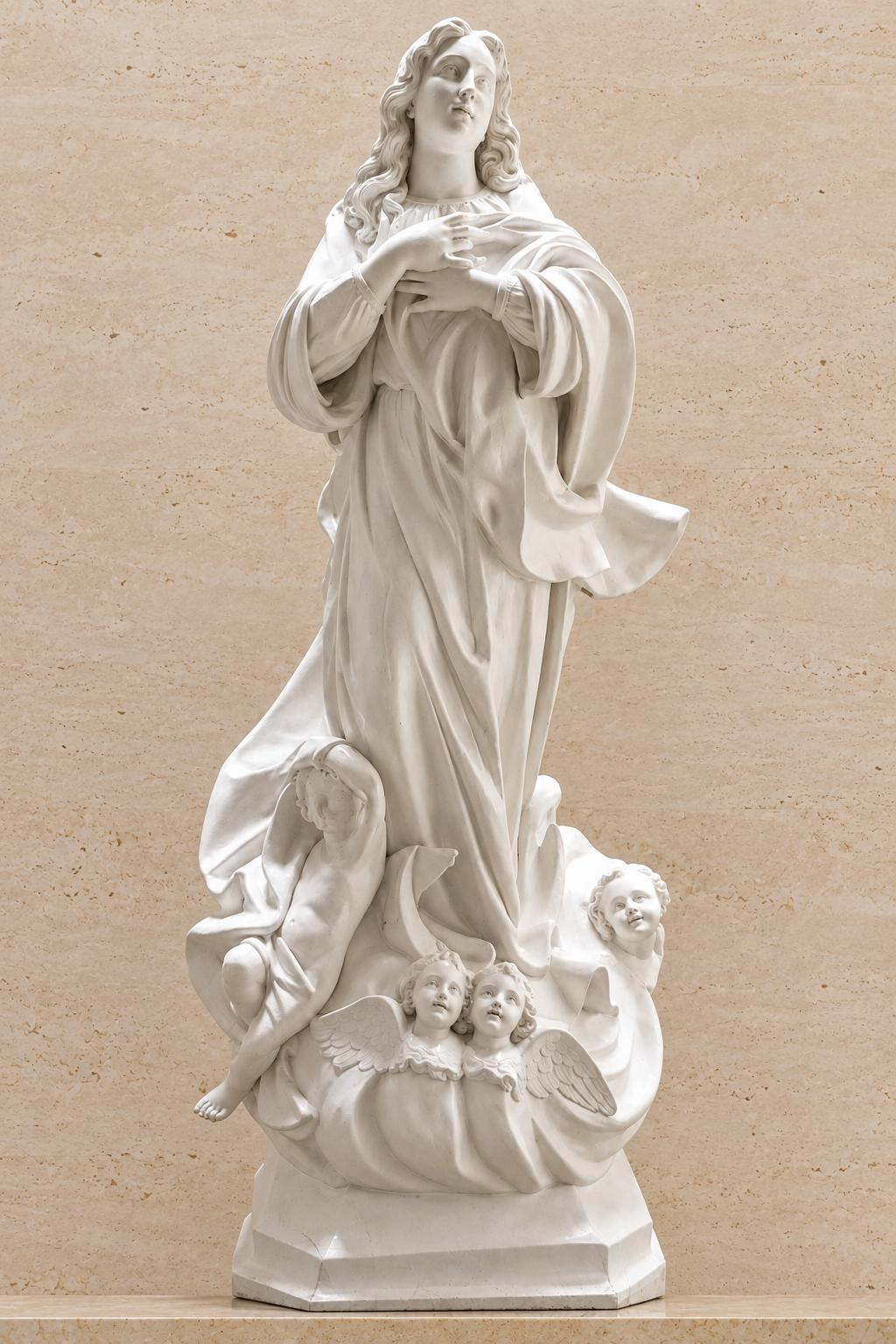 Virgen Inmaculada, escultura en resina y fibra de vidrio