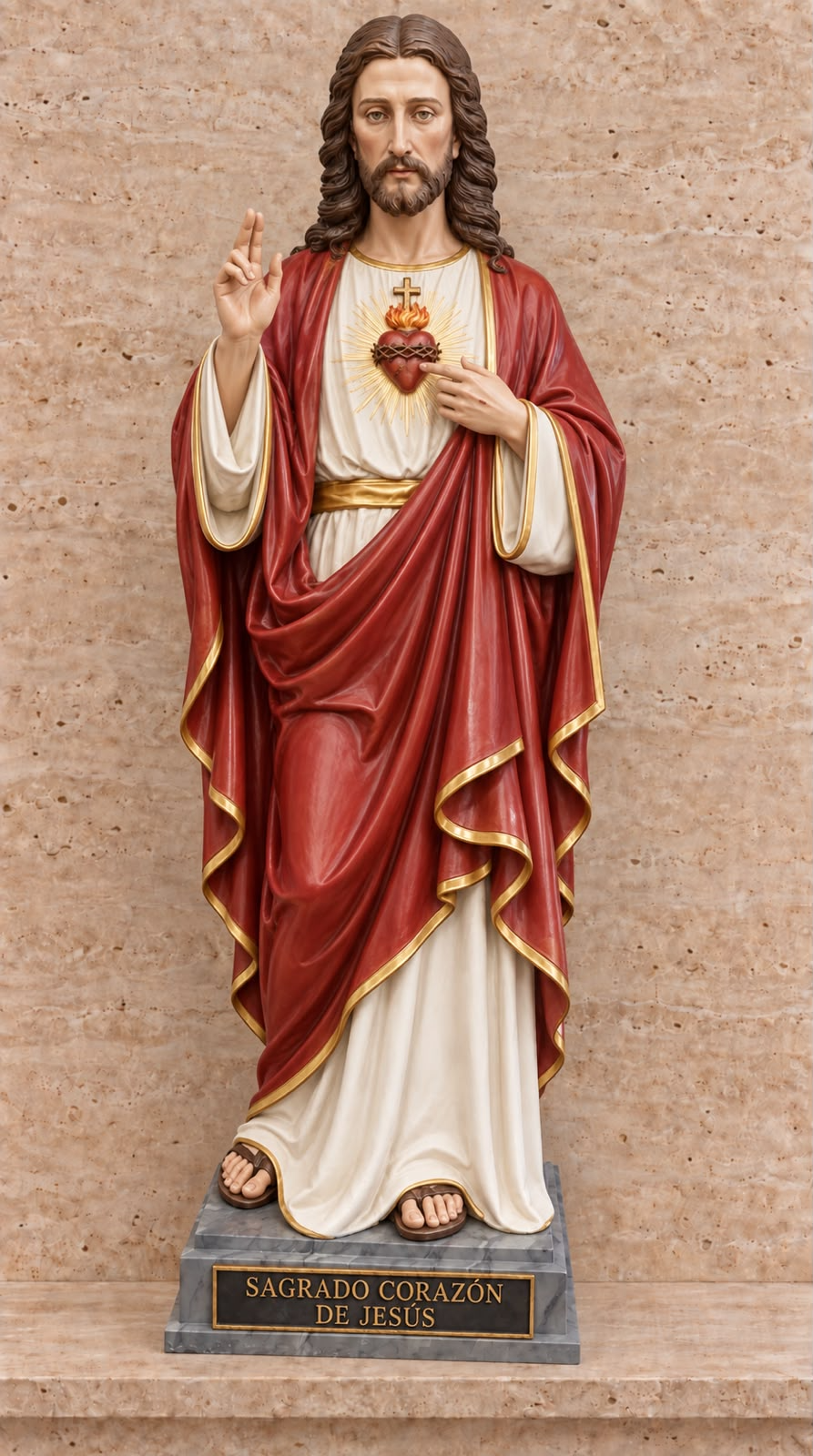 Sagrado Corazón de Jesús, escultura en resina y fibra de vidrio